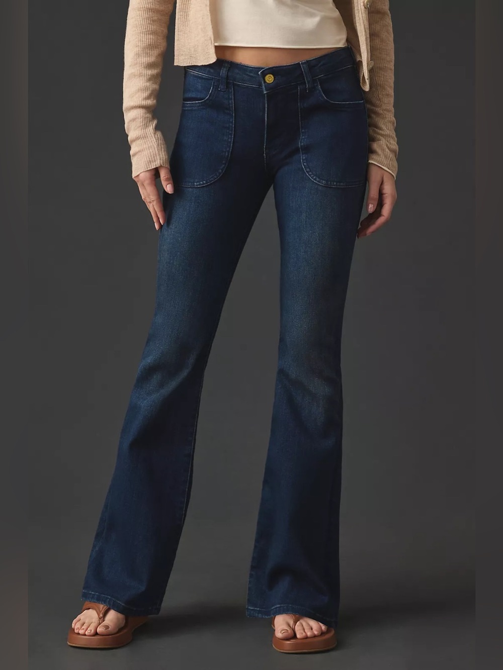 Pilcro Anthropologie Patch Pocket High Rise Flare Jeans
